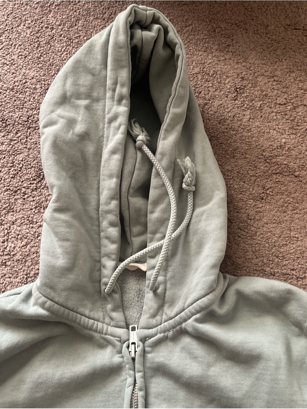 Gray-Greenish Zip-Up Hooded Sweatshirt